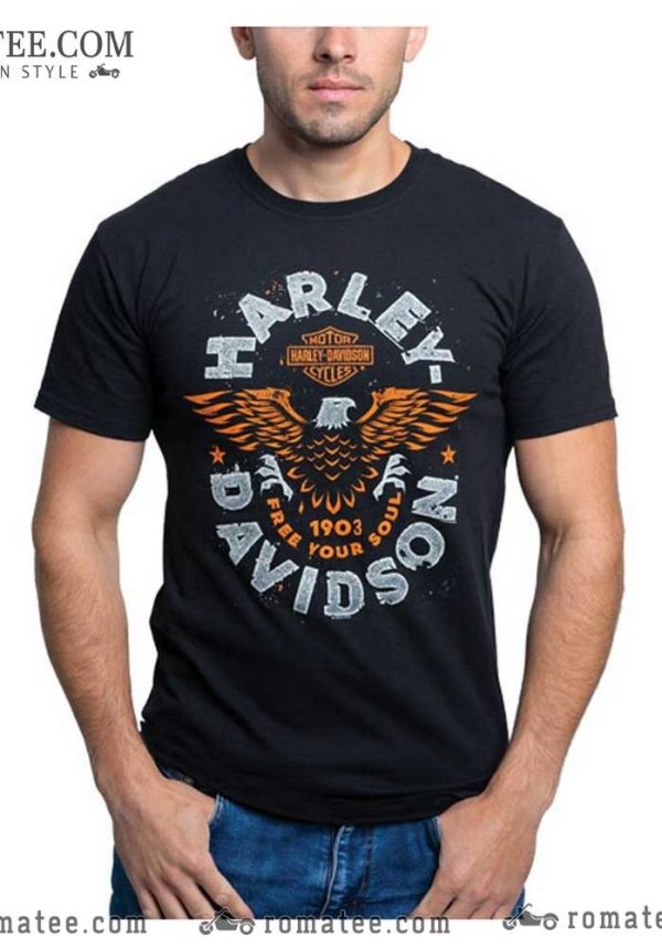 Harley Davidson Eagle Free Your Soul 1903 Graphic Tee with Bold Winged Artwork