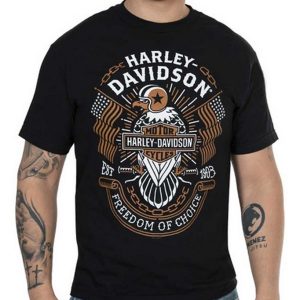 Harley Davidson Eagle Patriotic Freedom of Choice T-Shirt with Vintage Motorcycle Art