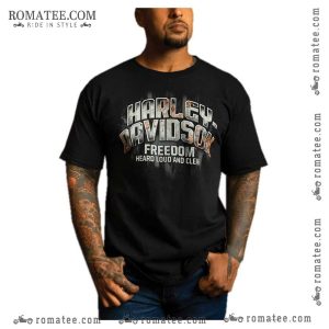 Harley Davidson Freedom Heard Loud and Clear Graphic T-Shirt for Bikers and Enthusiasts