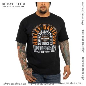 Harley Davidson Live Free Ride Free Vintage Tee – Classic Motorcycle Art Since 1903