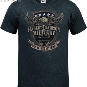 Harley Davidson Military Eagle Graphic T-Shirt – Honor Our Veterans Vintage Design