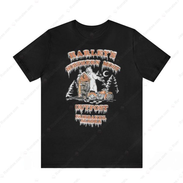 Harley Davidson Polar Bear Motorcycle Outpost Northern Moose Alaska Shirt