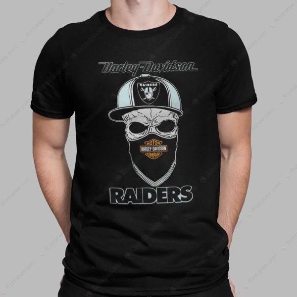 Harley-Davidson Raiders Skull Graphic Tee with Bold Raider Logo and Skull Design