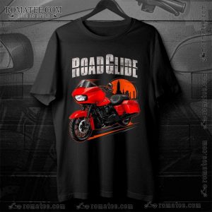 Harley Davidson Road Glide Vintage Red Motorcycle Graphic Tee Shirt for Bikers