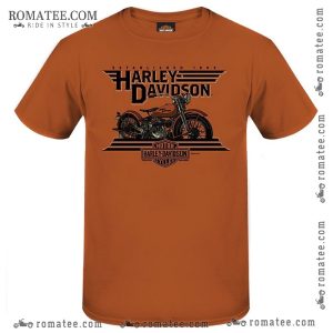 Harley-Davidson Vintage Motorcycle Graphic T-Shirt in Rust Orange