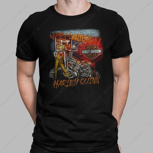 Harley Quinn Vintage Harley-Davidson Motorcycle Graphic Tee Art T-Shirt