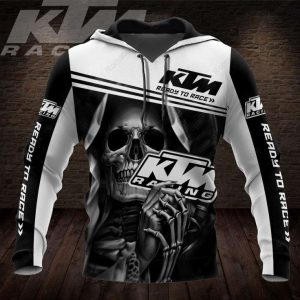 KTM Grim Reaper Hoodie with Racing Logo and Skull Graphic Art