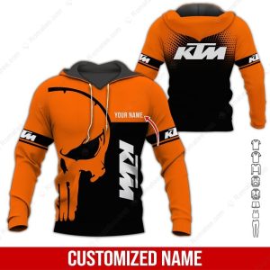 KTM Punisher Skull Custom Hoodie – Bold Skull Art with Personalized Name Design