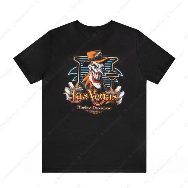 Las Vegas Harley-Davidson Clown Graphic Tee with Bold Colorful Artwork