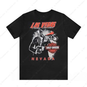 Las Vegas Harley-Davidson Skeleton Biker Graphic Tee, Vintage Style Nevada Art