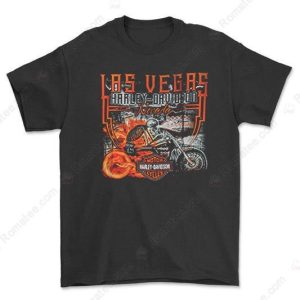 Las Vegas Harley-Davidson Skeleton Motorcycle Graphic Tee