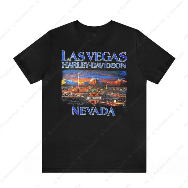 Las Vegas Harley-Davidson T-Shirt with Vibrant Nevada Landscape Graphic