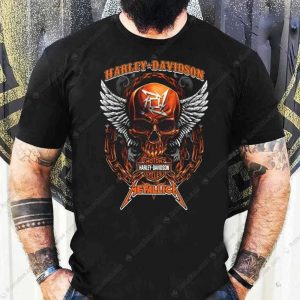 Metallica Harley-Davidson Skull with Wings and Chain Graphic Tee