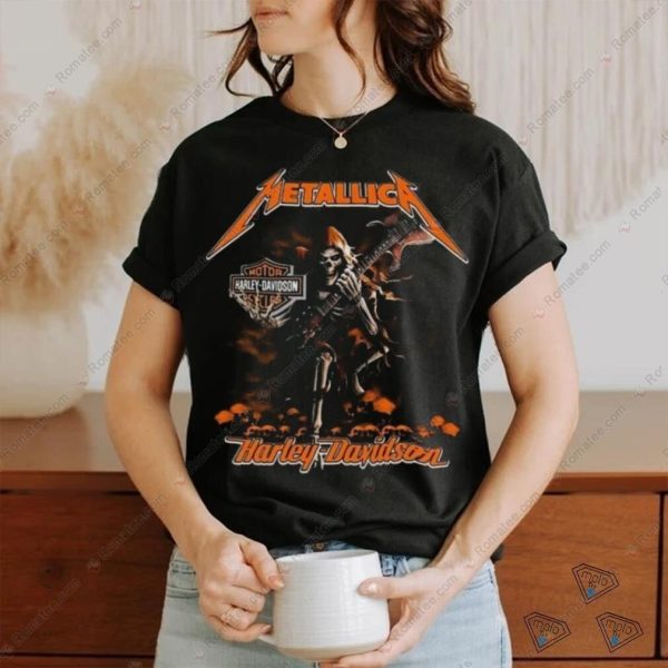 Metallica Skeleton Rider Harley-Davidson Vintage Graphic T-Shirt