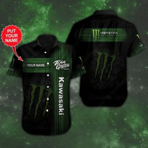 Personalized Kawasaki Monster Energy Green Graphic Shirt with Custom Name Design