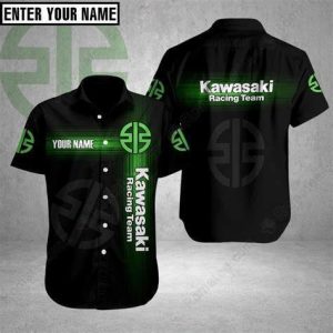 Personalized Kawasaki Racing Team Logo Hawaiian Shirt with Bold Green Graphics