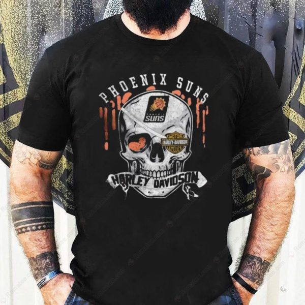 Phoenix Suns Harley Davidson Skull Graphic Tee – Bold Team Spirit and Edgy Design