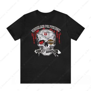 Rensselaer Polytechnic Institute Harley Davidson Skull Graphic Tee with Blood Splatter Design