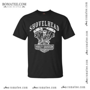 Shovelhead Harley Davidson V-Twin Engine Graphic Tee for Motorcycle Enthusiasts