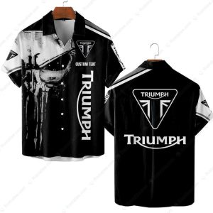 Triumph Motorcycle Punisher Skull Graphic Custom Name Hawaiian Shirt