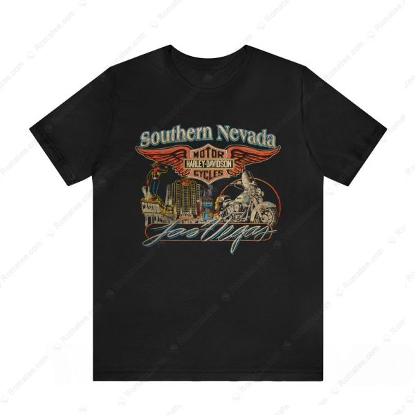 Vintage Harley-Davidson Southern Nevada Las Vegas Graphic Tee Motorcycle Art Design