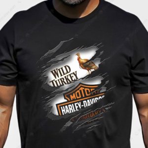 Wild Turkey Motor Harley Davidson T-Shirt with Torn Graphic Design and Bold Logo Art