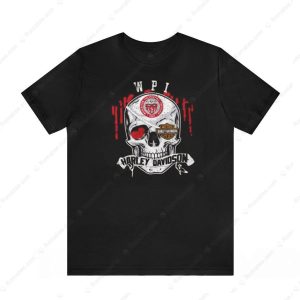 Worcester Polytechnic Institute Harley Davidson Skull Graphic Tee with Red Accents