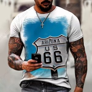 Arizona Route 66 Vintage Sign T-Shirt with Retro Graphic Art and Bold Colors
