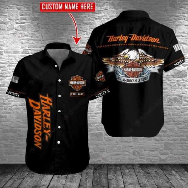 Custom Name Harley-Davidson Eagle Graphic Hawaiian Shirt – An American Legend Design