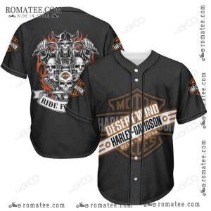 Desert Wind Harley Davidson Flaming Skull Ride For Life Baseball Jersey Shirt with Bold Artwork