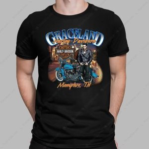 Graceland Elvis Presley Harley-Davidson Night Ride T-Shirt with Classic Motorcycle Design