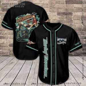 Harley Davidson ArrowHead Girl Vintage Motorcycle Baseball Jersey Shirt with Retro Design