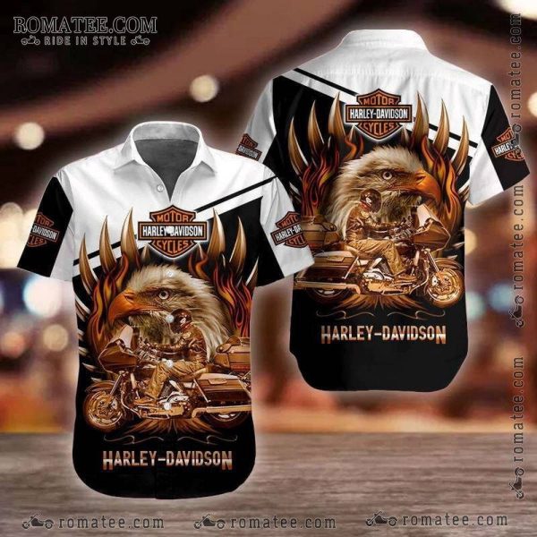 Harley-Davidson Eagle Motorcycle Art Hawaiin Shirt for Riders