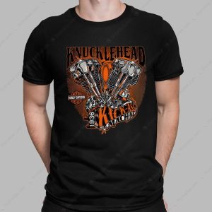 Knucklehead Kickass Machine T-Shirt with Vintage Harley-Davidson Engine Art