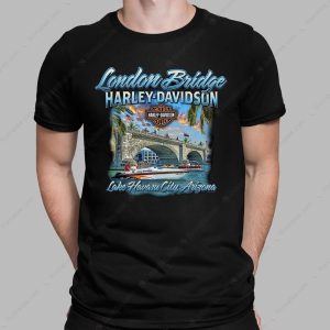 London Bridge Harley-Davidson T-Shirt Lake Havasu City Arizona Vintage Retro Art