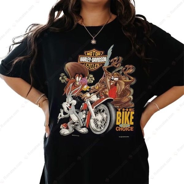 Looney Tunes Harley-Davidson Bugs Bunny Daffy Duck Taz Motorcycle Graphic Tee