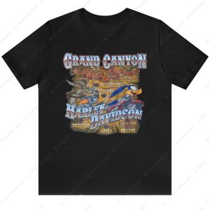 Vintage Harley Davidson Grand Canyon Looney Tunes Graphic Tee Shirt Art Design