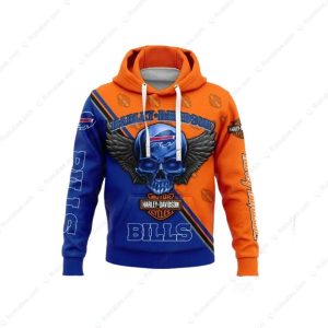 Buffalo Bills Harley-Davidson Skull Wing Graphic Hoodie for Fans