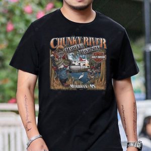 Chunky River Harley-Davidson Catfish Biker Tee with Vintage Fishing Art, Meridian MS Design