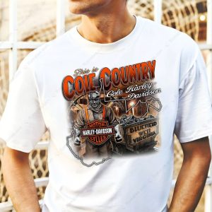 Cole Country Harley-Davidson Graphic Tee with Vintage Motorcycle Artwork and Virginia Theme