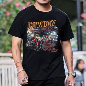 Cowboy Harley-Davidson Austin Texas Vintage Motorcycle Graphic T-Shirt for Bikers
