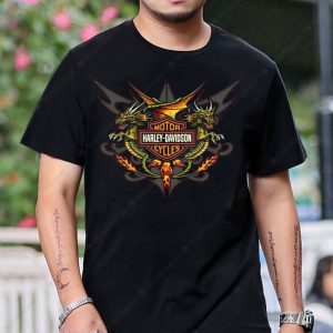 Dragon Emblem Harley-Davidson Motorcycle Tee with Fierce Art and Vintage Flair