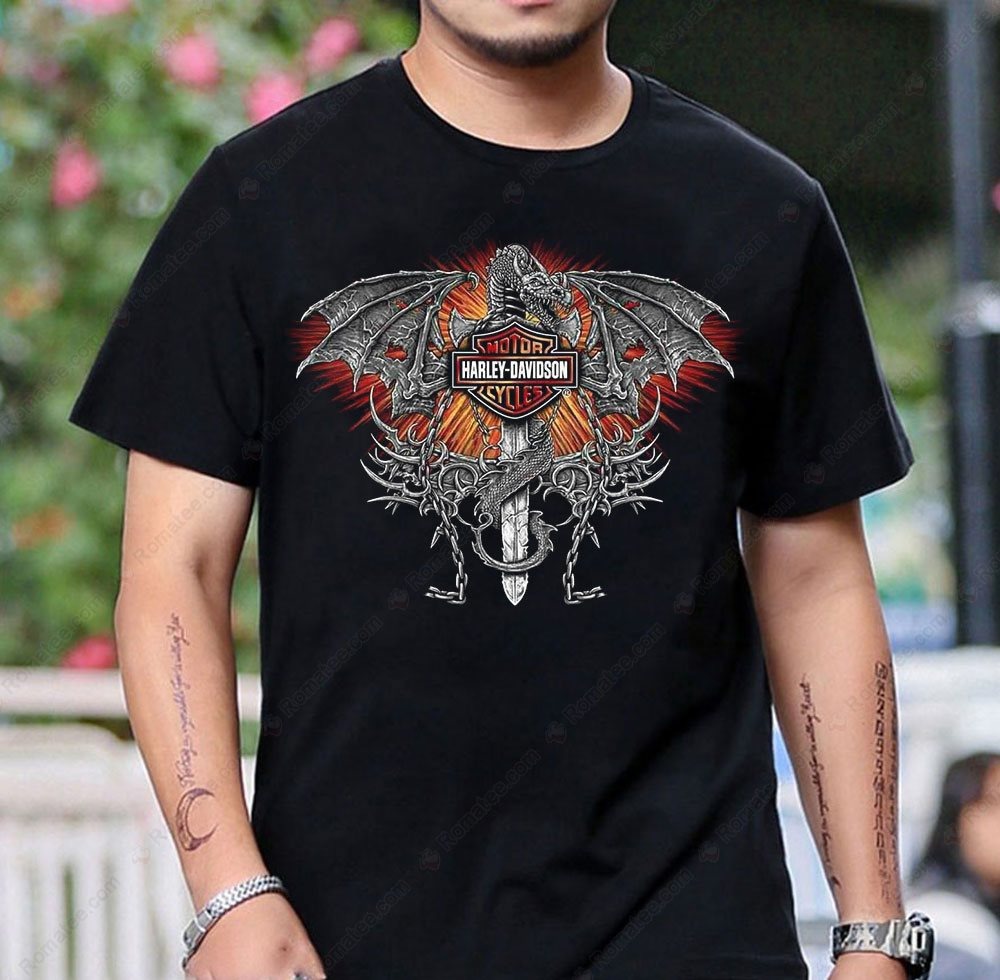 Dragon Sword Harley-Davidson Tee - Fierce Gothic Art, Bold Design, Motorcycle Enthusiast Shirt Dragon Sword Harley-Davidson Tee - Fierce Gothic Art, Bold Design, Motorcycle Enthusiast Shirt