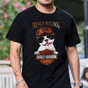 French Bulldog Motorcycle Graphic Tee – Harley-Davidson Vintage Dog Art Design