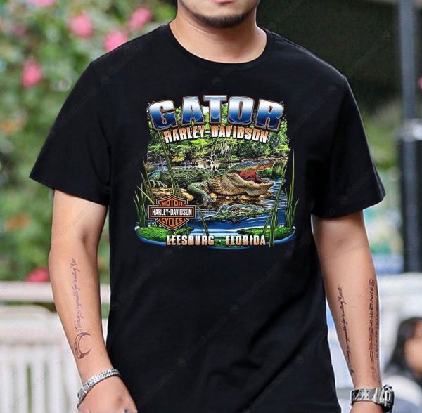 Gator Harley-Davidson Florida Graphic Tee with Alligator and Nature Scene