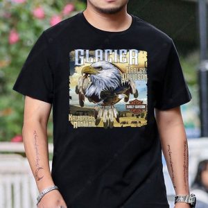 Glacier Harley-Davidson Bald Eagle Graphic Tee, Montana Eagle Art, Vintage Motorcycle Design
