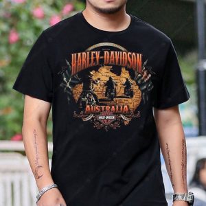 Harley-Davidson Australia Graphic Tee with Vintage Motorcycle Artwork