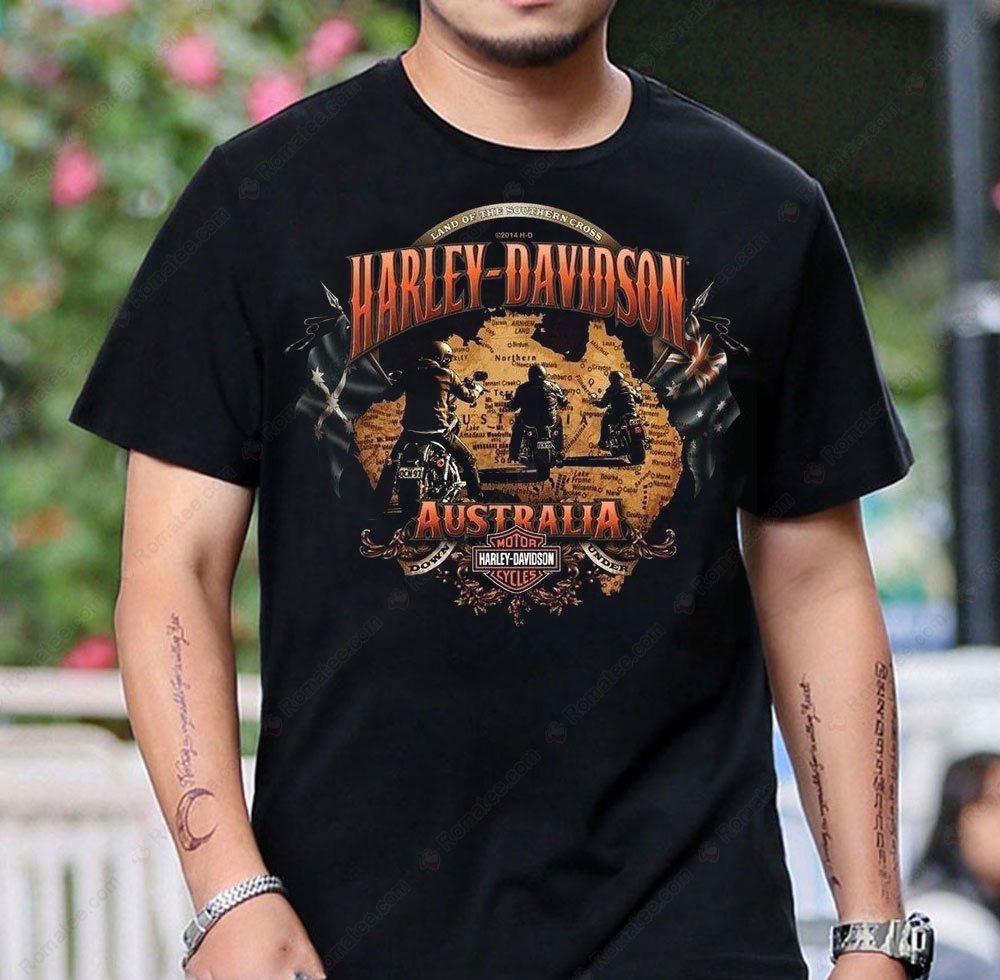 Harley-Davidson Australia Graphic Tee with Vintage Motorcycle Artwork Harley-Davidson Australia Graphic Tee with Vintage Motorcycle Artwork