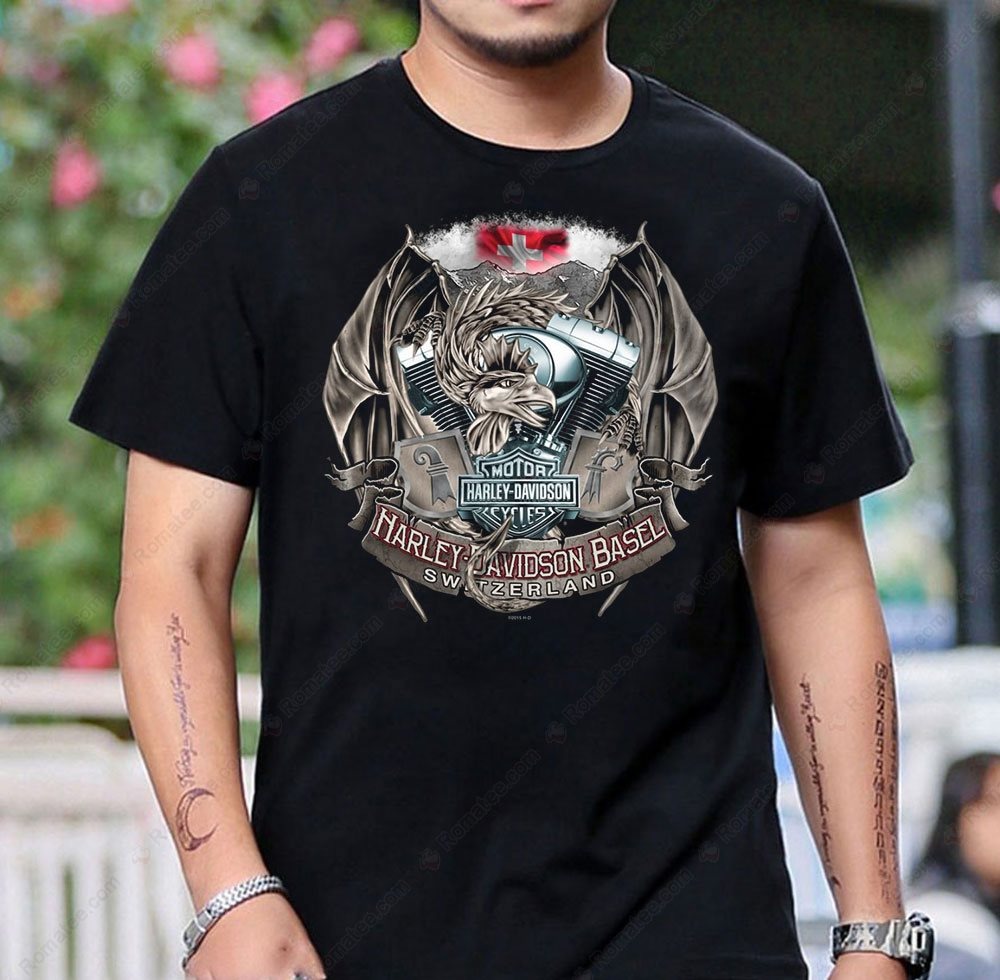 Harley-Davidson Basel Dragon Wing Graphic Tee - Bold Eagle and Winged Emblem Design Harley-Davidson Basel Dragon Wing Graphic Tee - Bold Eagle and Winged Emblem Design