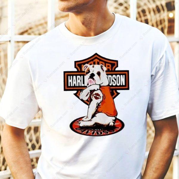 Harley-Davidson Bulldog Graphic Tee with Classic Logo and Bold Artwork
